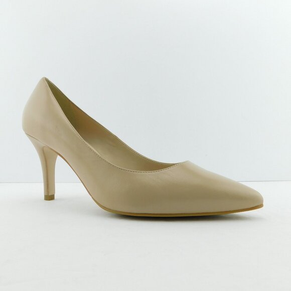 Unworn COLE HAAN Beige Nude Leather Classic Pump Heels 10 C Wide - Picture 1 of 7